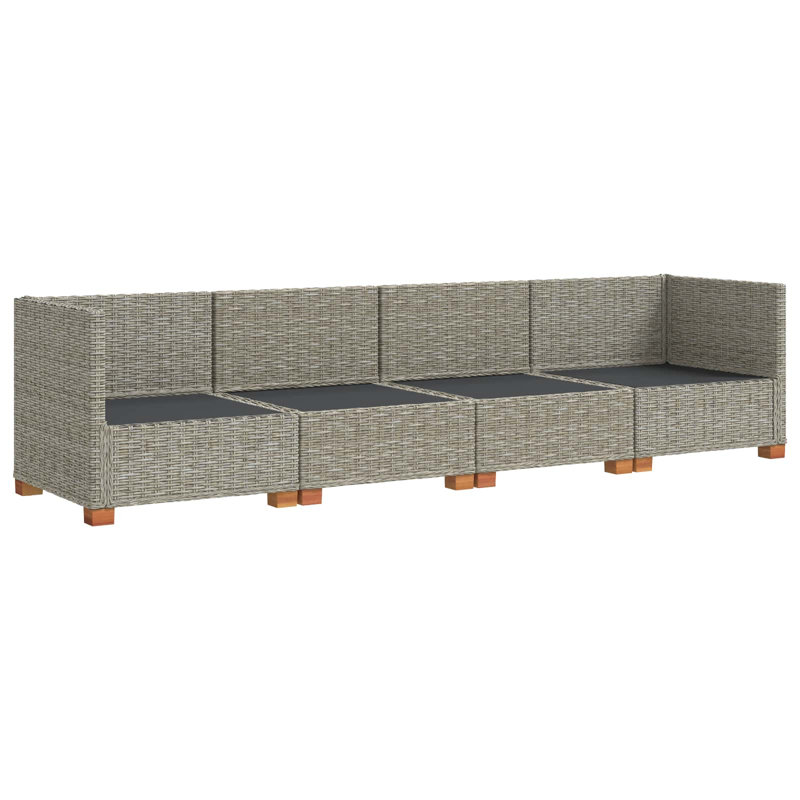 Patio Corner Sofa Set with Cushions, 4, Dark Grey Cushion/Kubu Grey Frame