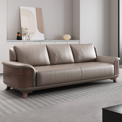 Khaki Genuine Leather Standard Sofa