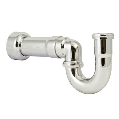 Ensemble de lavabo sur pied LA-Style avec siphon en P, conduites d'alimentation, brides et butées en angle