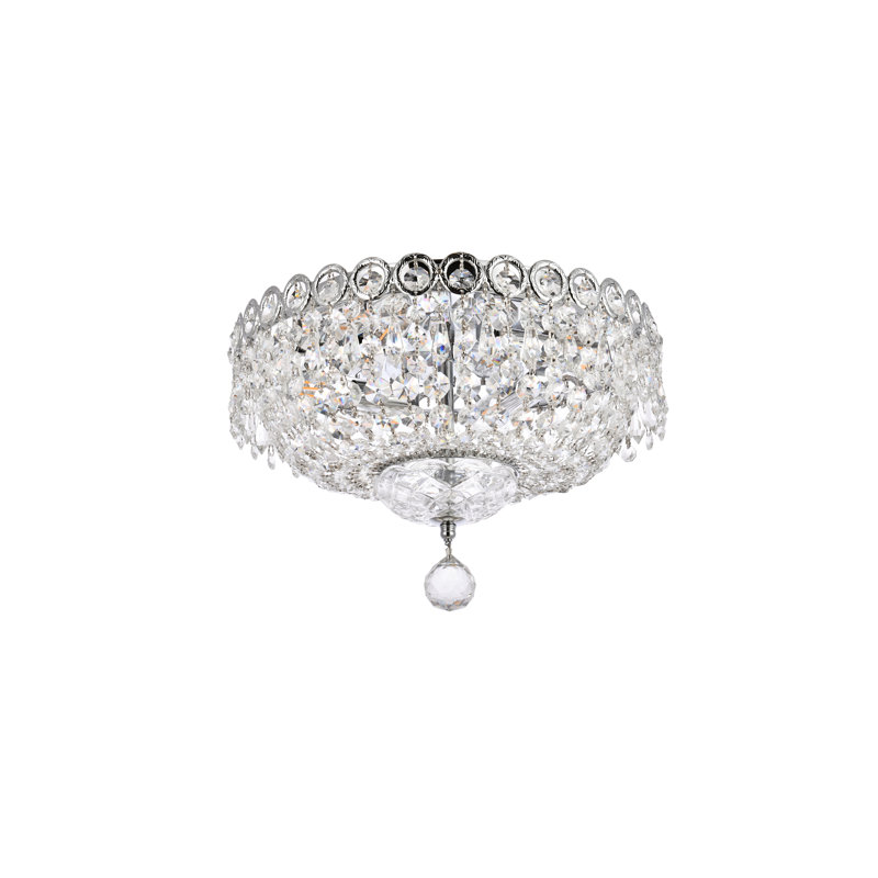 Stoltz Crystal Semi Flush Mount, 10" H x 14" W x 14" D, Chrome