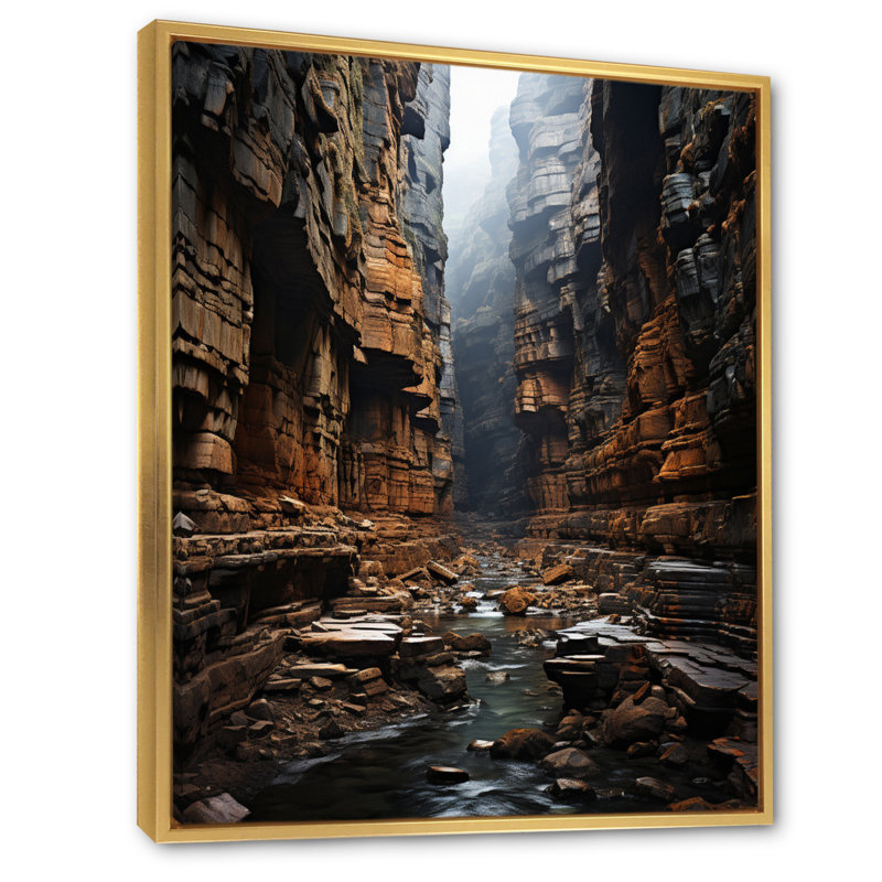 Reproduction d'art sur toile Canyon Canyon, H 32 po x l 24 po x P 1 po, Cadre flottant doré