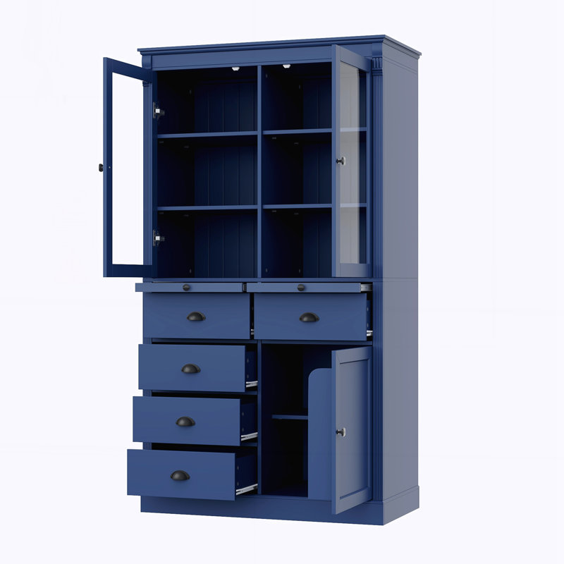 Vitrine avec portes vitrées, Bleu