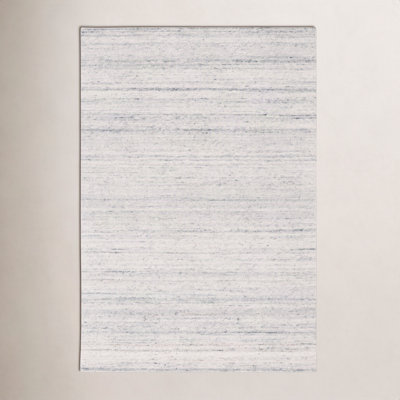 Gray Hand-Woven Striped Wool Rug