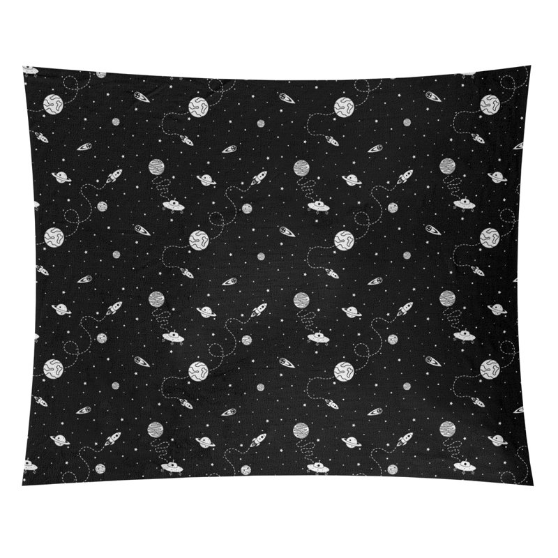 Tapisserie en polyester et polyester «Avicia Outer Space» par Katelyn Elizabeth, Intérieur, H 54 po x l 63,5 po, Rose/noir