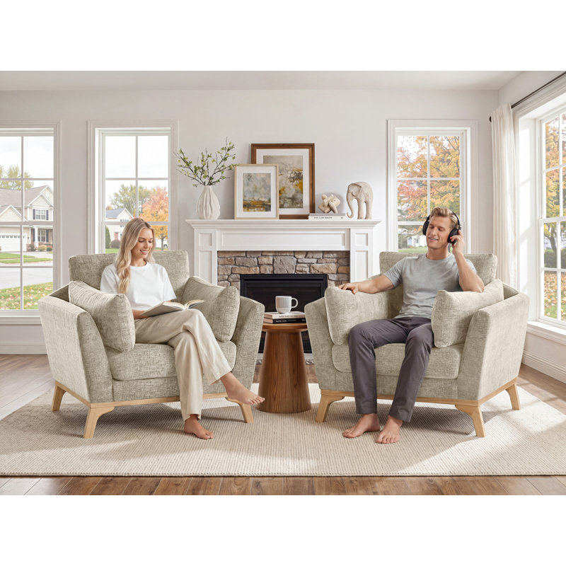 Upholstered Armchair (Set Of 2), Camel Chenille