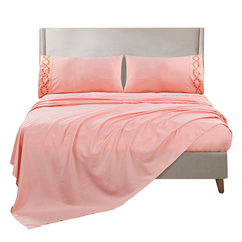 Microfiber Plain Weave / Muslin Sheet Set, Full Sheet Set + Fitted Sheet + 2 Pillowcases, Rose Quartz