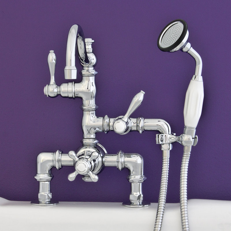 Robinet de baignoire thermostatique à fixation sur plateau avec douchette (P1015) par Strom Living, Chrome