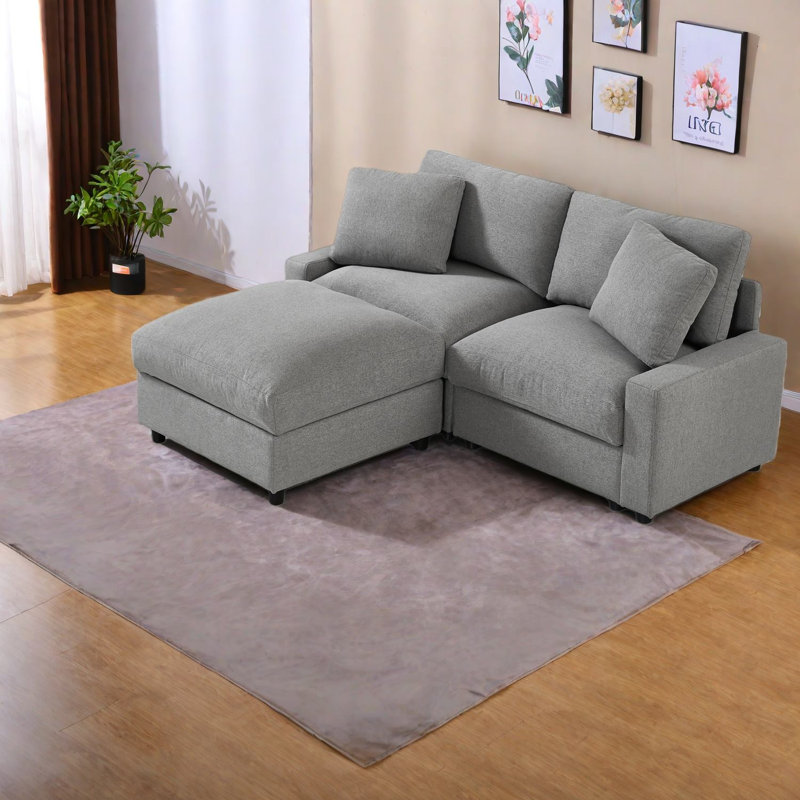 Canapés modulaires de conception moderne, tissu gris réglable avec rangement