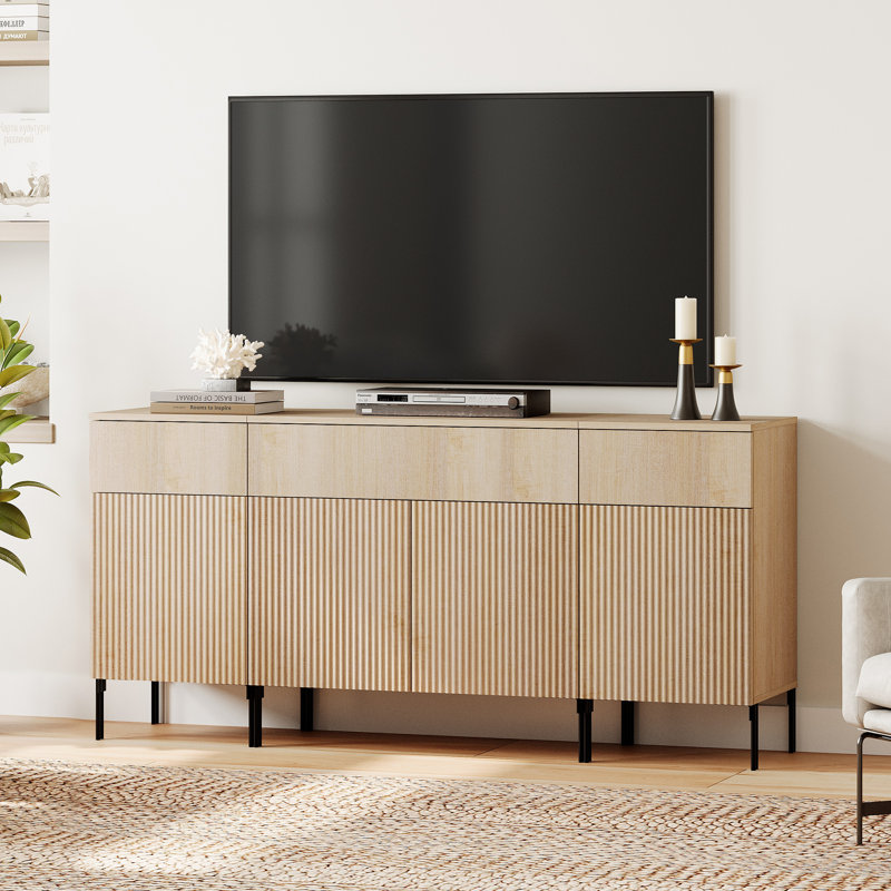Meuble télé 63 po avec portes Aadham, Beige