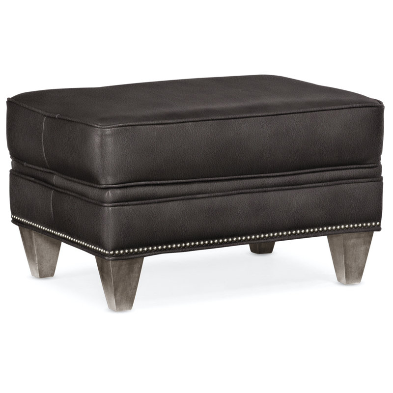 Reddish Ottoman, Gunmetal, Stone, Aline Fumo Genuine Leather