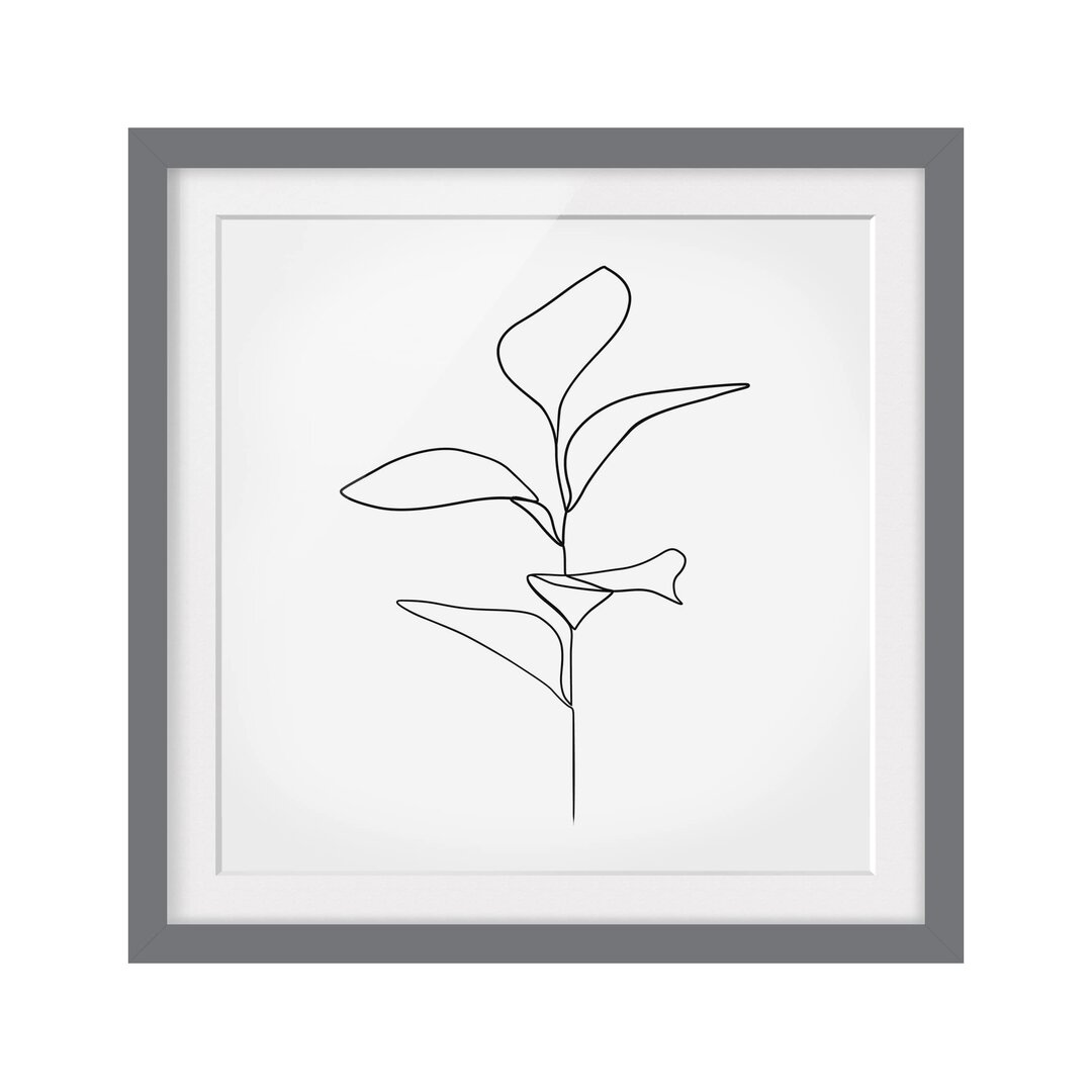 Gerahmtes Poster Line Art Plant Leaves