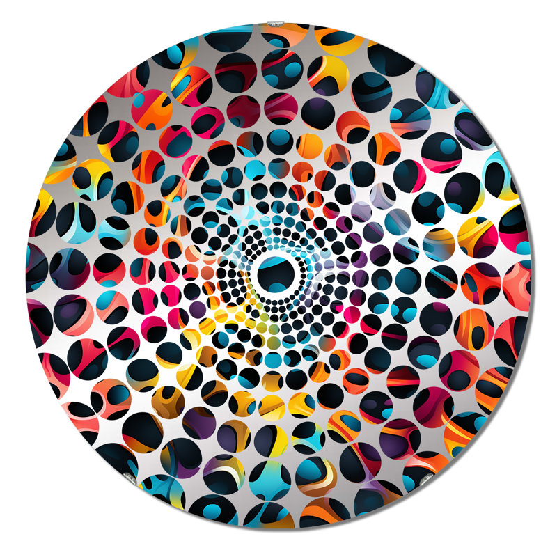 Popart Neon Grid Groove - Miroir décoratif à cercles concentriques, 23,6 po x 23,6 po