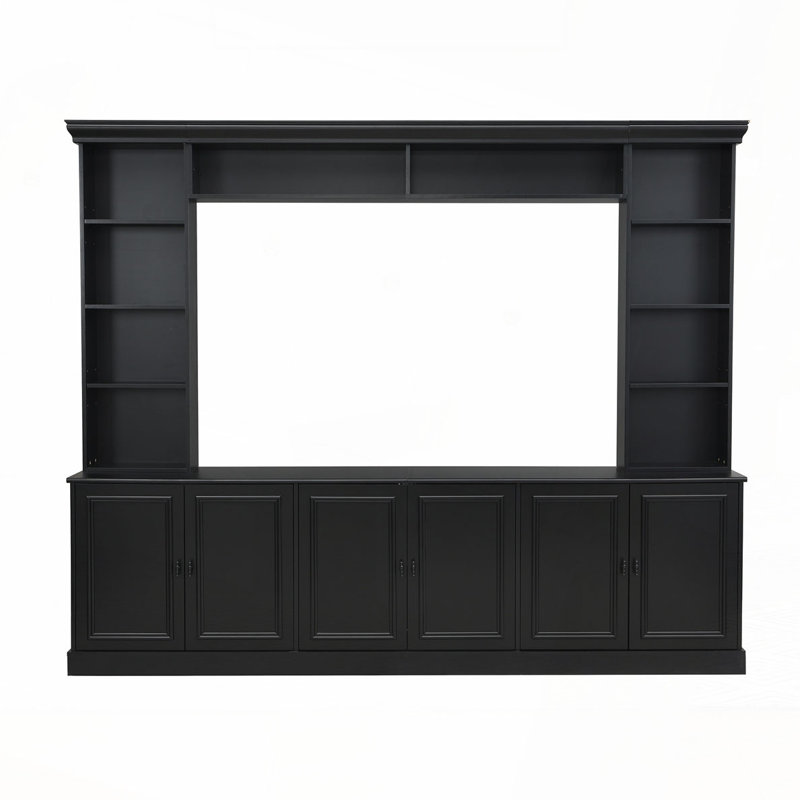4-Piece Wall Unit Entertainment Center with Bookshelf for TVs Up to 70", Versatile TV Stand with Adjustable Shelf