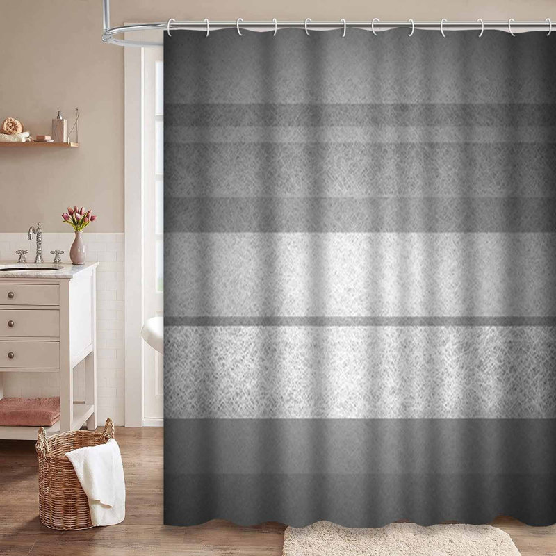 Rideau de douche abstrait à rayures grises et noires avec 12 crochets, L 72 po x l 78 po