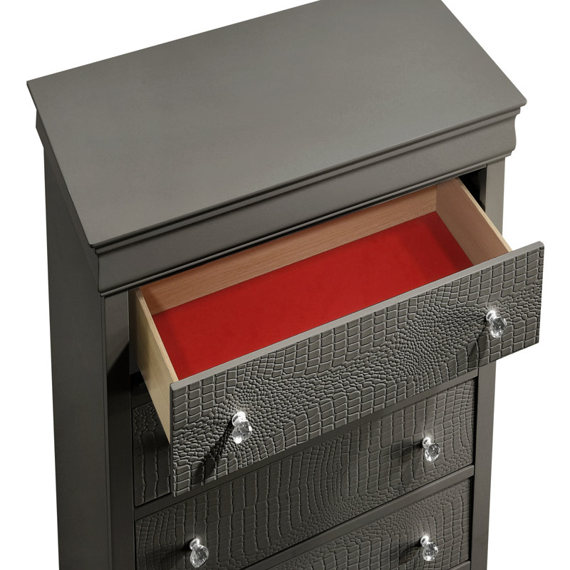 Commode 5 tiroirs de style moderne en bois , Brun