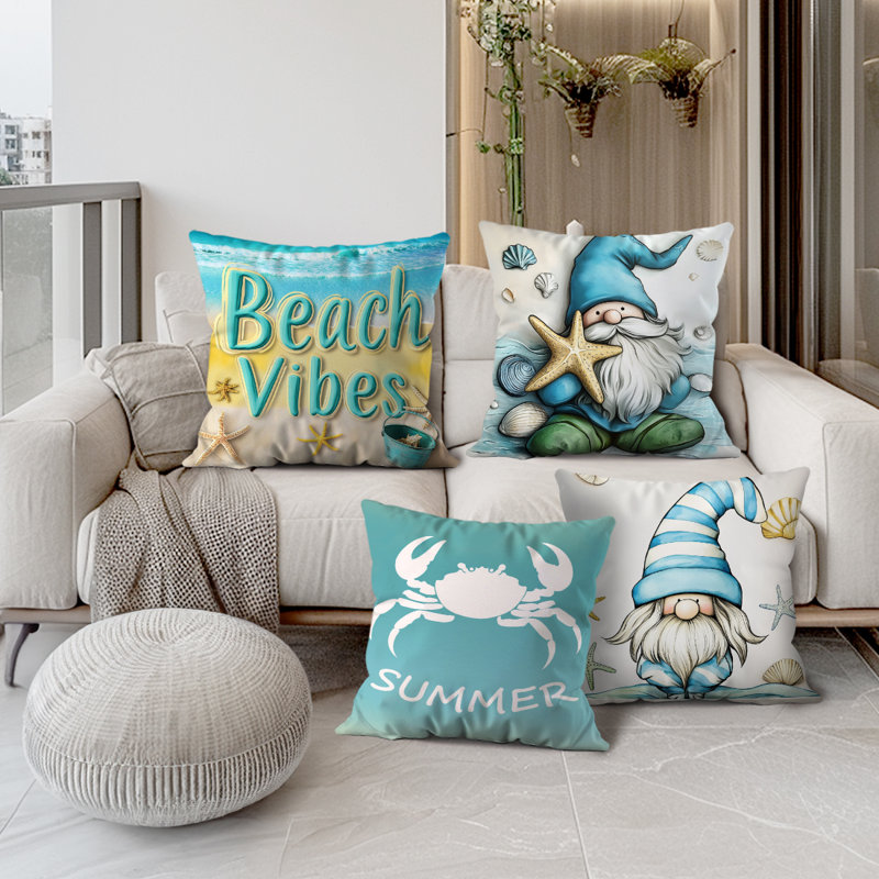 4 housses de coussin décoratives à motif océanique 4 pièces