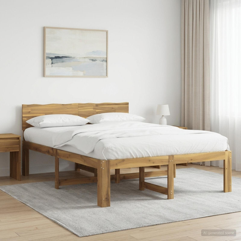 Solid Wood Bed Frame, Kingsize (5'), White