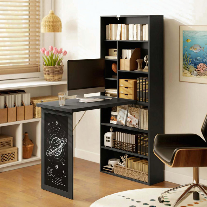 Bureau d'ordinateur mural avec design dépliable