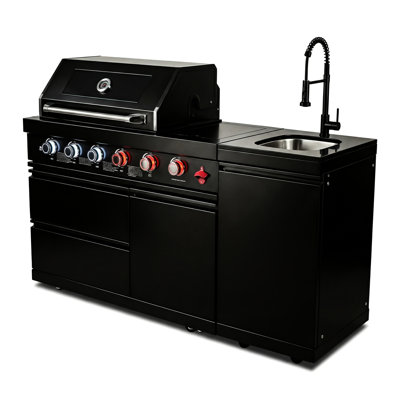 Barbecue au gaz 46 pouces 4 72000 avec grilles de cuisson en acier inoxydable, allumage électronique et armoires de rangement Brûleur infrarouge arrière en céramique pour la cuisine extérieure, grille de réchauffement, jauge de température