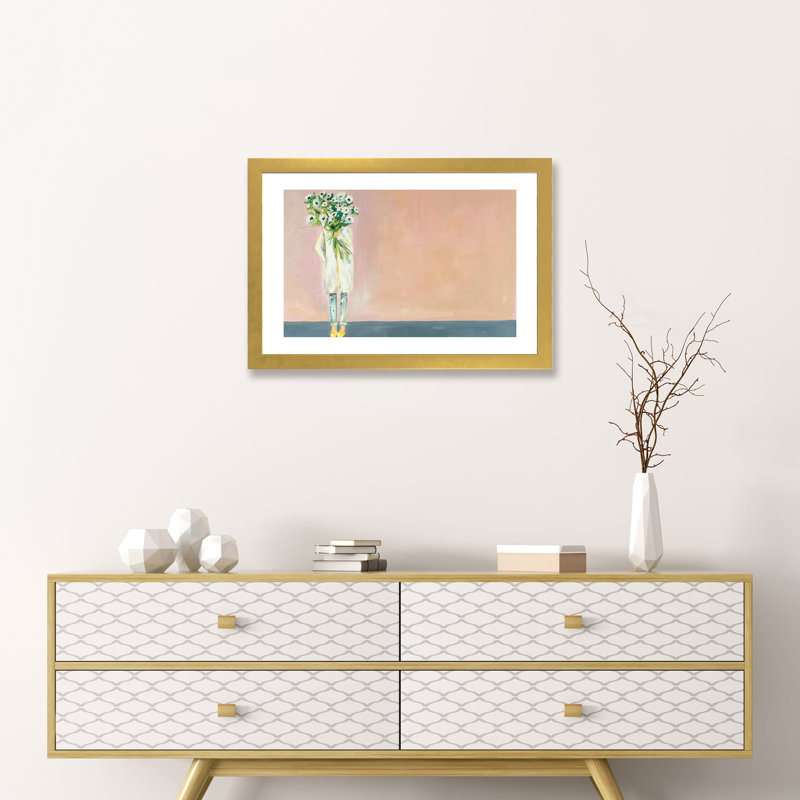 Anemone Painting by Meredith Steele - Painting, 16" H x 24" W x 1" D, Gold Framed Paper