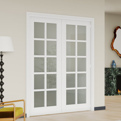 Portes intérieures doubles avec cadre intérieur assorti 10 portes doubles en verre givré blanc