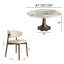 Mid-Century moderne enneigé / sable fritté pierre ronde bois massif en bois massif piédestal de forme noyer / ton noyer foncé (1 table, 4/6/8 chaises)-1511738399-1516521033-1516521046