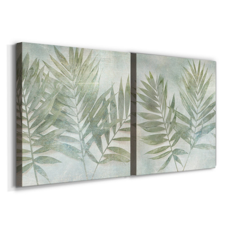 «Soft Leaves I», ensemble de 2 reproductions d'art sur toile tendue, H 10 po x l 10 po x P 1 po