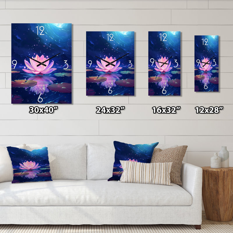 Horloge murale Lotus Divine Resilience I - Floral Lotus, H 40 po x l 30 po