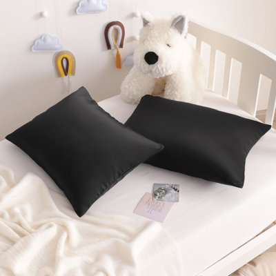 Paquet de 2 taies d'oreiller pour tout-petits en satin de soie luxueux avec fermeture à glissière cachée 13 x 18 po