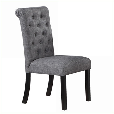 Ensemble de 2 chaises de salle à manger capitonnées en tissu gris anthracite, chaises d'appoint contemporaines à coussin moelleux pour la salle à manger de cuisine