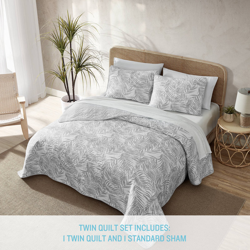 Gray Cotton Reversible Queen Quilt Set