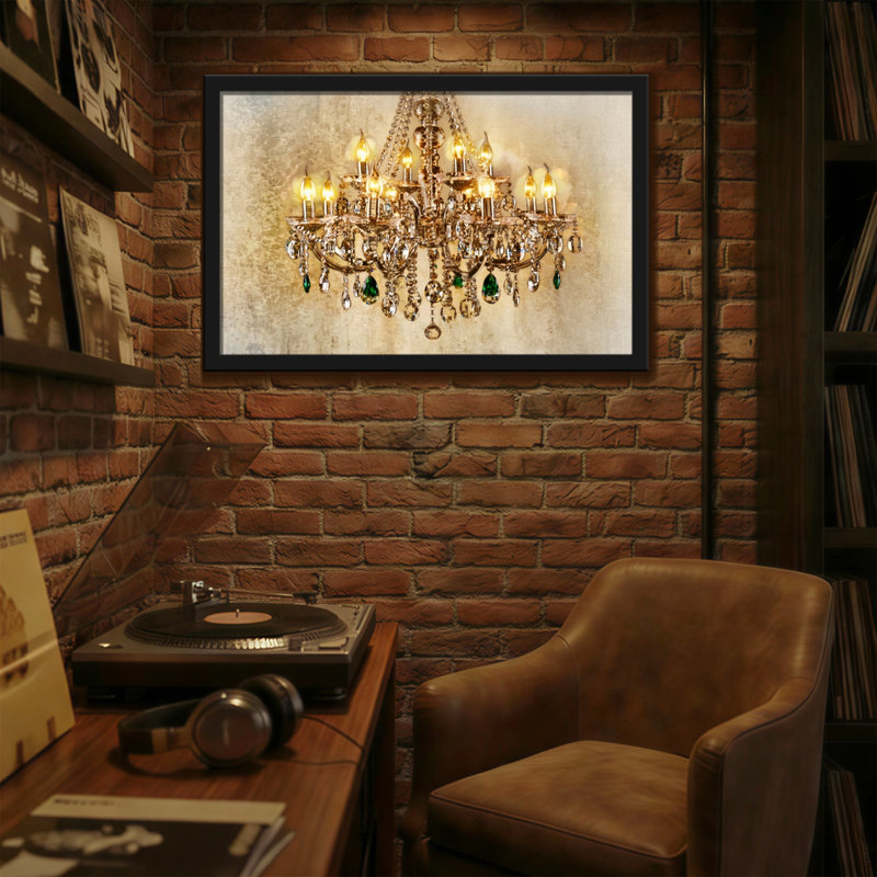 Lustre tendance avec cristal et pierres précieuses, H 16 po x l 24 po