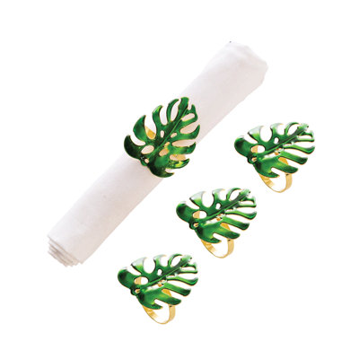 Monstera Leaf Napkin Rings Set of 4