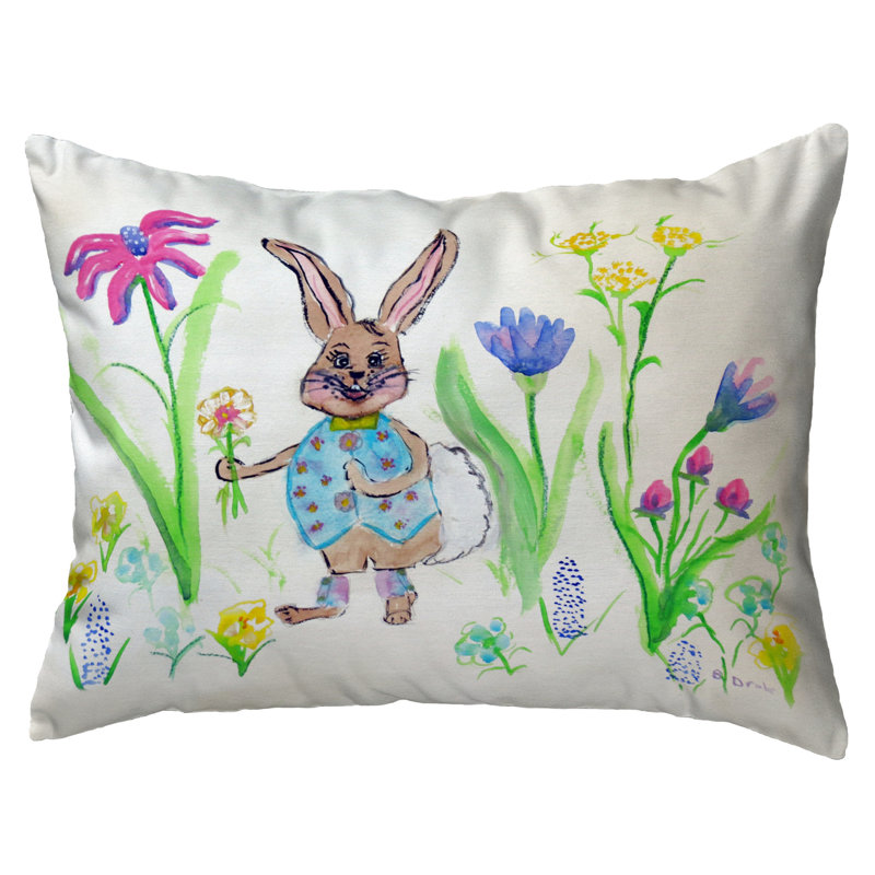  Coussin intérieur / extérieur Happy Bunny, 11 po x 14 po