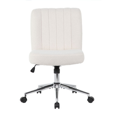 Rio Adjustable Height Office Chair, Cream Boucle, Chrome, Nylon Casters