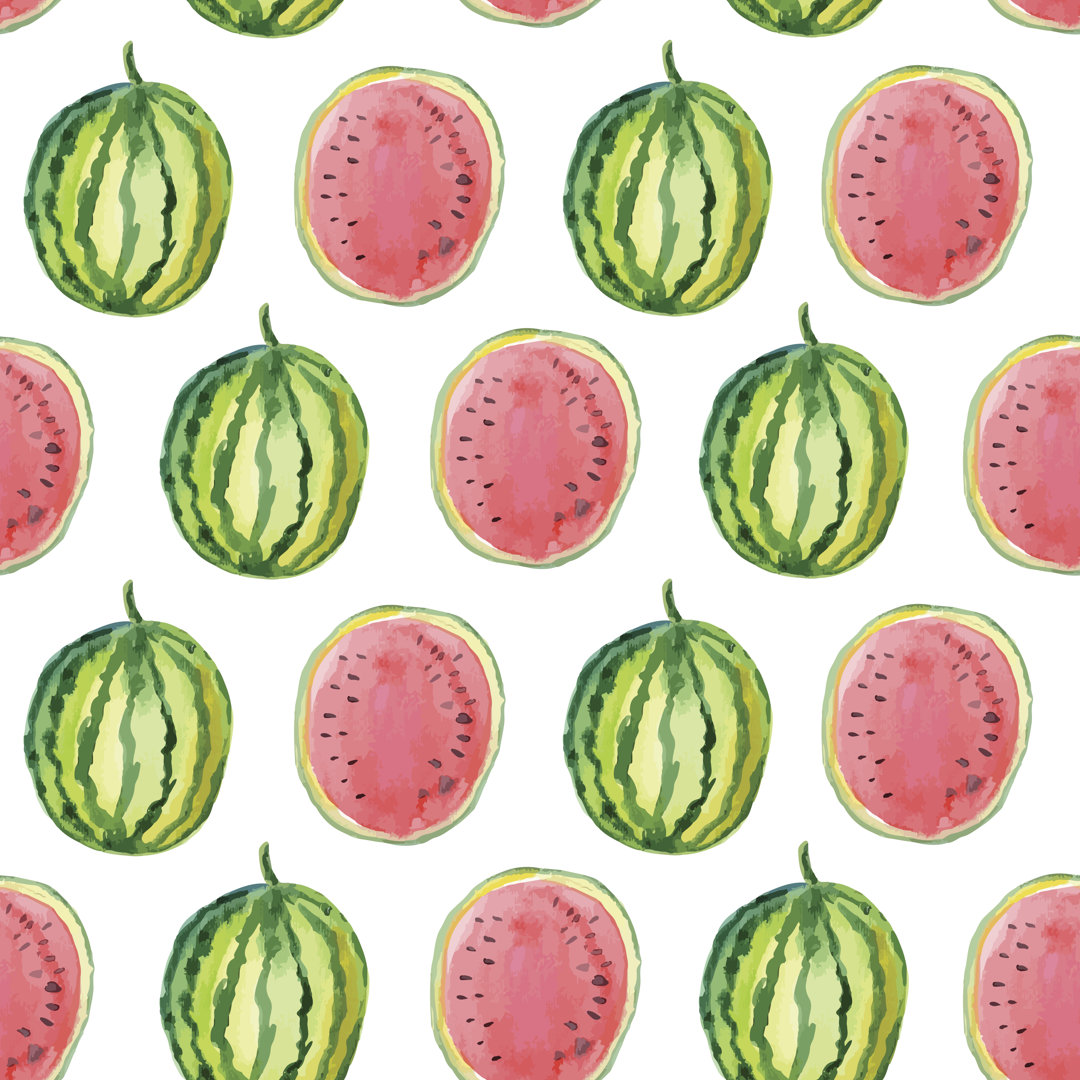 Aquarell-Muster mit Wassermelone - Leinwandbild