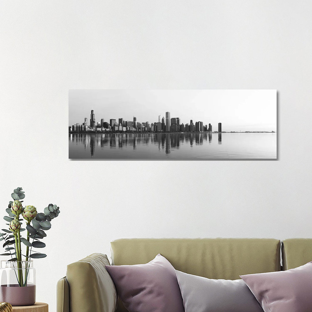 Chicago Skyline Cityscape - Wrapped Canvas Panoramic Print