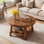 Table basse rustique en bois massif de 31,5 po avec rangement à 2 niveaux, convenant au salon ou à la chambre à coucher, brun rustique