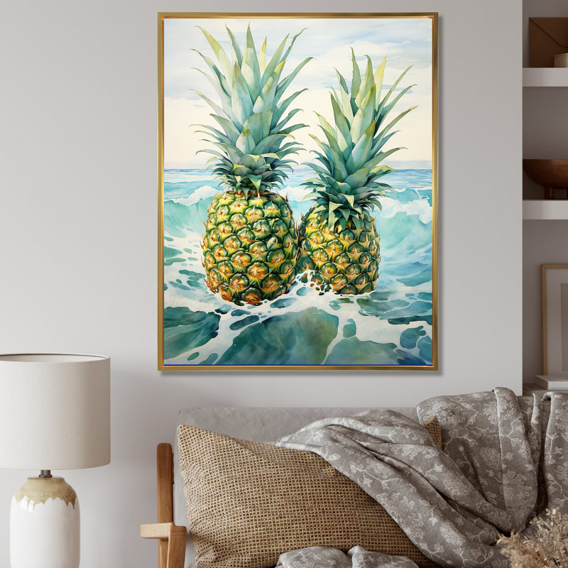 Juice Pineapple Bliss III sur impression sur toile, Cadre flottant doré, H 20 po x l 12 po x P 1 po