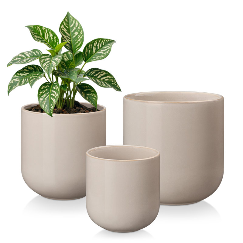 Ceramic Indoor Pot Planter, Grey