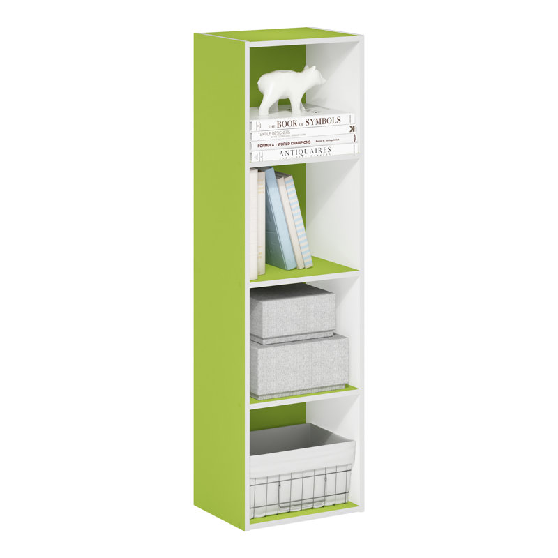 Chakib 4-Tier Open Shelf Bookcase, Green/White