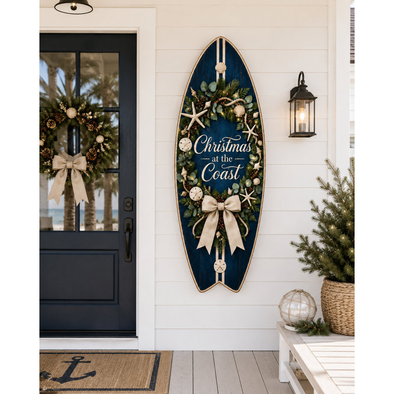 Planche de surf de Noël à la côte, intérieur - extérieur, Noël côtier, 1 pi
