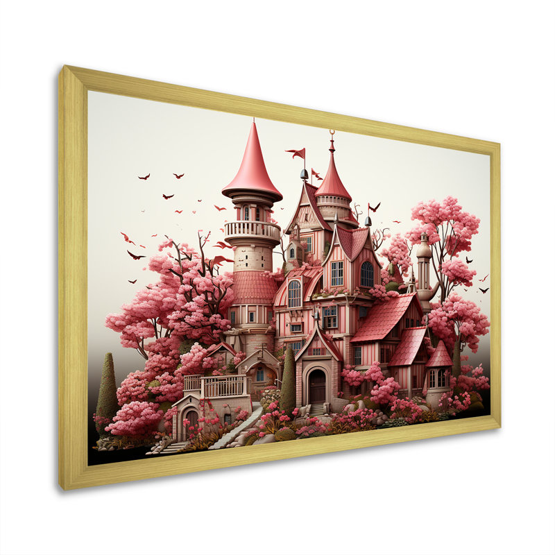 Monets, château, paysage revisité - Art mural classique, H 32 po x l 16 po x P 1 po, Cadre doré à coins fermés
