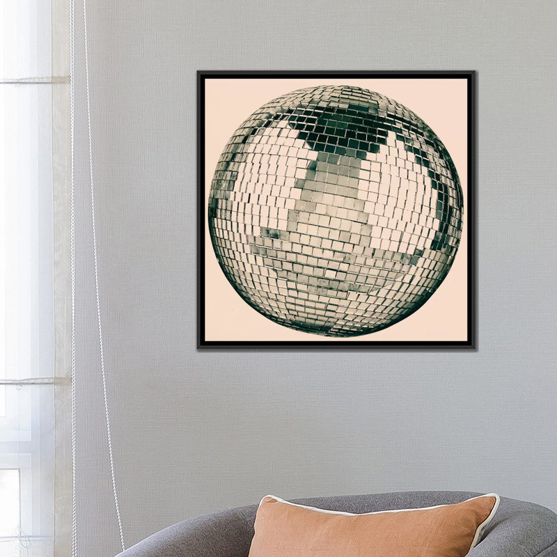 «Modern Disco Ball», impression sur toile, H 18 po x l 18 po x P 1,5 po, Toile avec cadre noir, Pas de tapis