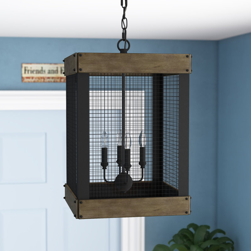 Luminaire suspendu rectangulaire à 4 lumières Aadil