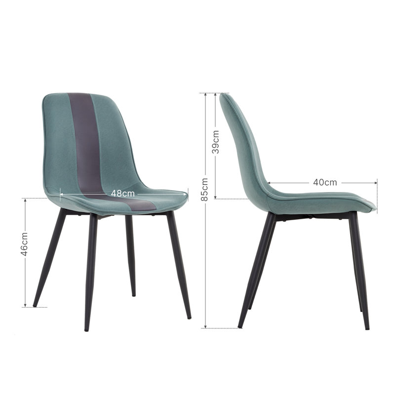 Creil 46cm H Polyester Blend Upholstered Metal Side Chair, Beige/Black