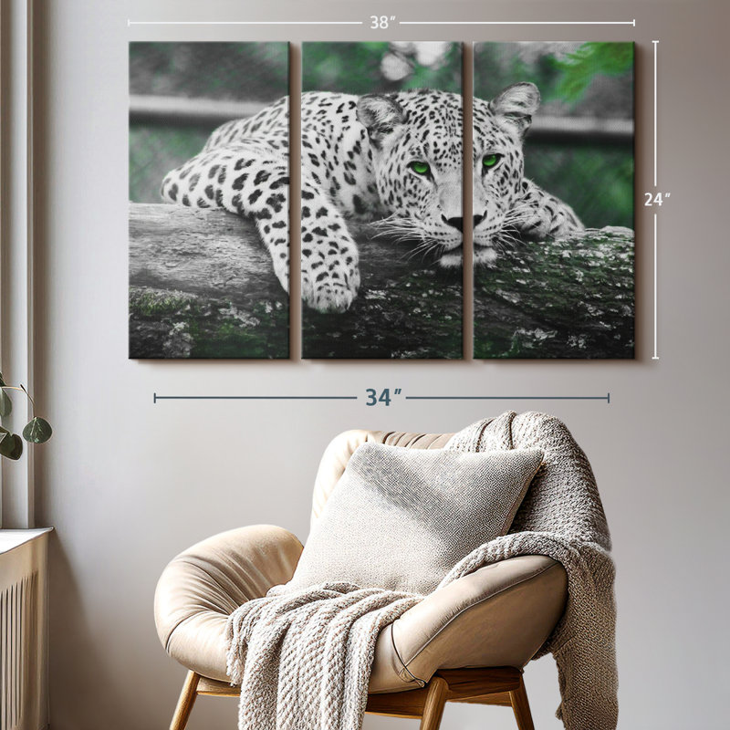" Green Eyed Jaguar " 3 - Pieces on, 24" H x 38" W x 1.25" D