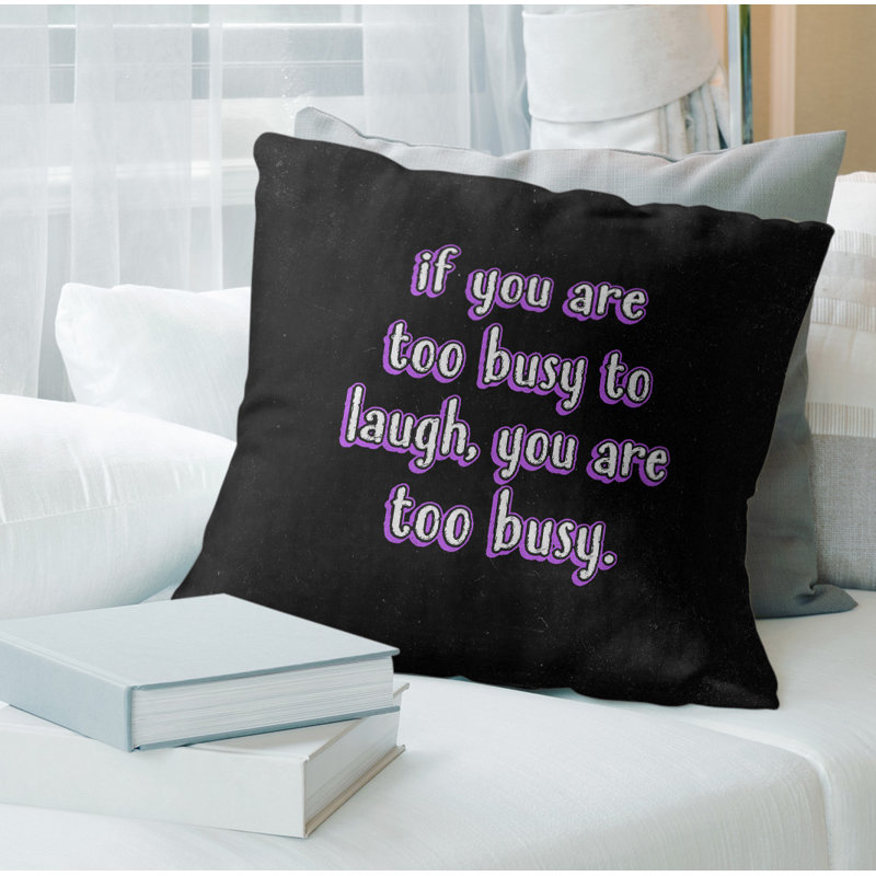 Coussin «Make Time For Laughter», 20 po x 20 po, Mauve, Housse de coussin seulement - sans insert