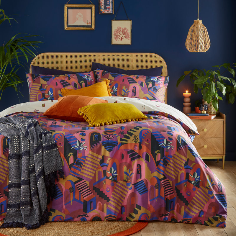 Eivissa Cotton Blend Abstract Duvet Cover Set with Pillowcases Included, Double Duvet Cover + 2 Standard Pillowcases