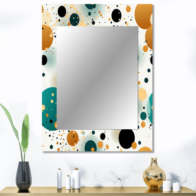 Motif de pois sriharan fusion industrielle - miroir mural unique à pois, impression graphique, miroir géométrique, impression sur métal